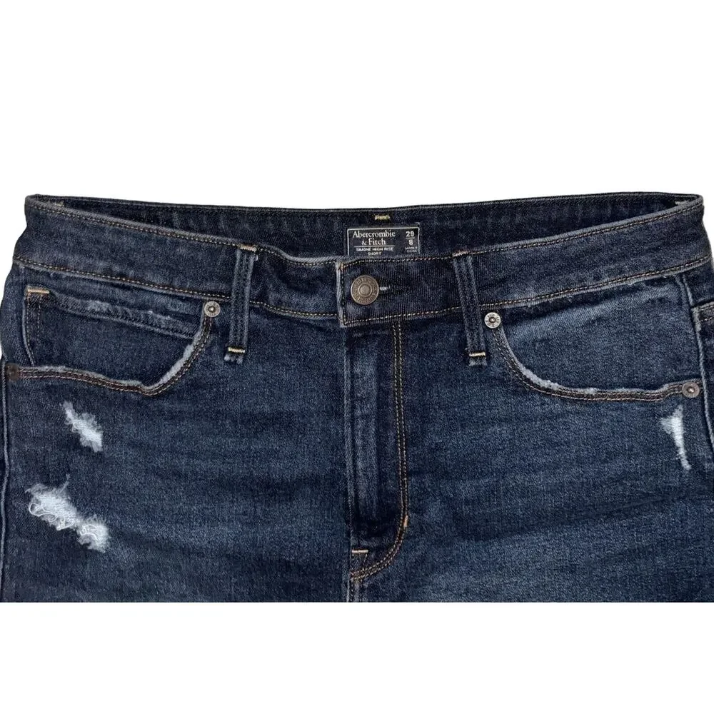 Abercrombie & Fitch Simone High Rise Short Size 29 / 8 Distressed Denim Jean EUC